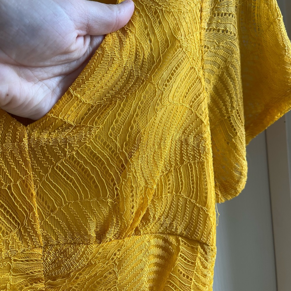 Lulu’s Harlou Mustard Yellow Lace Ruched Bodycon Dress - Picture 5 of 8